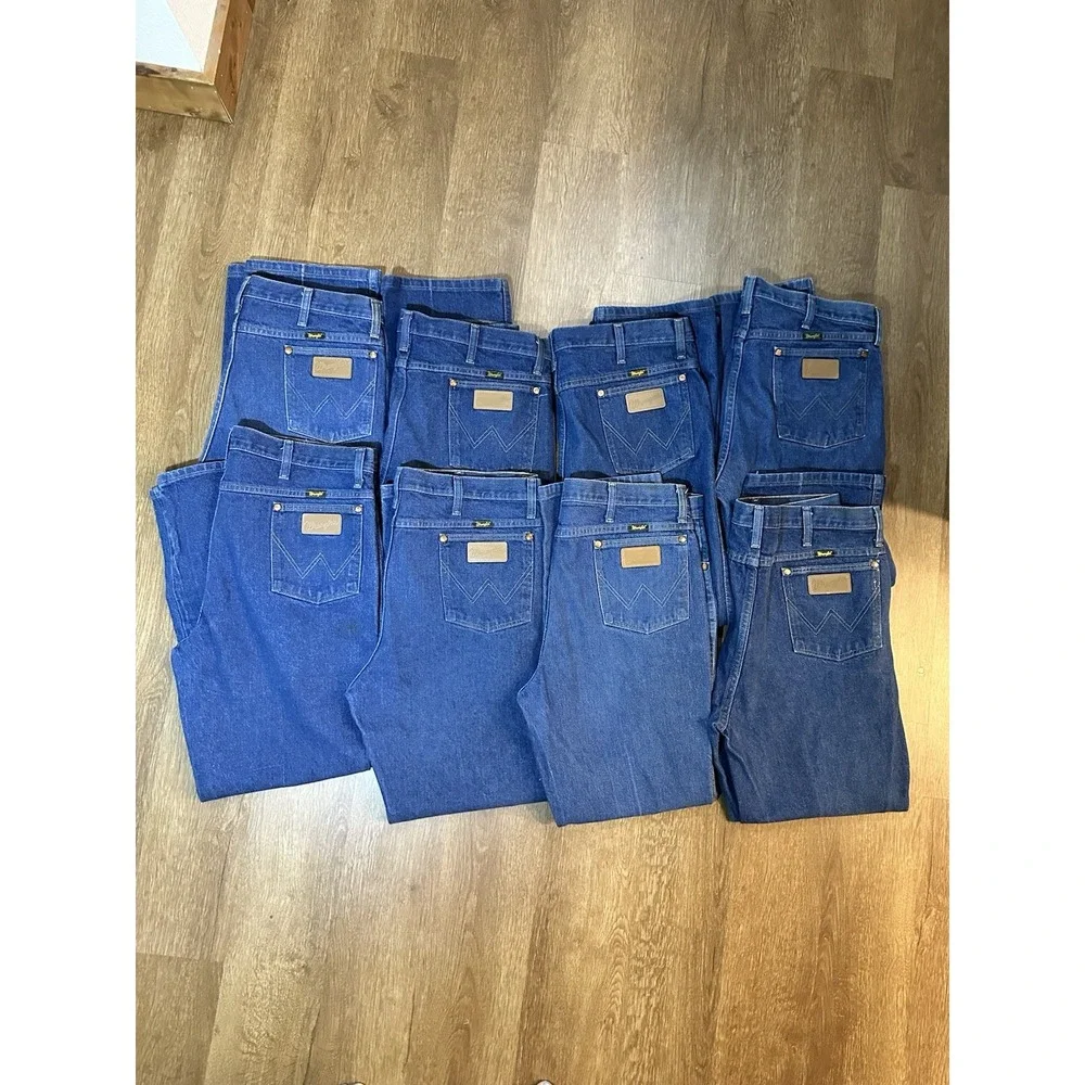 Wrangler Men's Jeans Lot 8 Pairs Blue Denim Size 38x30 Western Cowboy Style